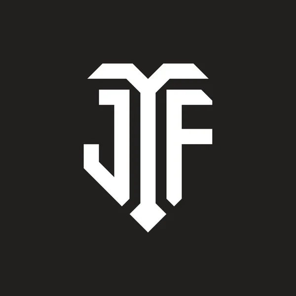 隔離された愛の形の黒と白の色のテンプレートのデザインベクトルとJfのロゴ ハートの形のモノグラム — ストックベクタ