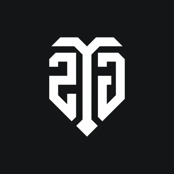 孤立した愛の形の黒と白の色のテンプレートのデザインベクトルとZgのロゴ ハートの形のモノグラム — ストックベクタ