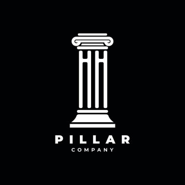HH Monogram Logo Mektup Sütunları avukat stili vektörü, hukuk firması siyah arka planda izole edilmiş
