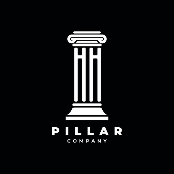 HH Monogram Logo Letter Pillars shape lawyer style vector, law firm company isolated in black background