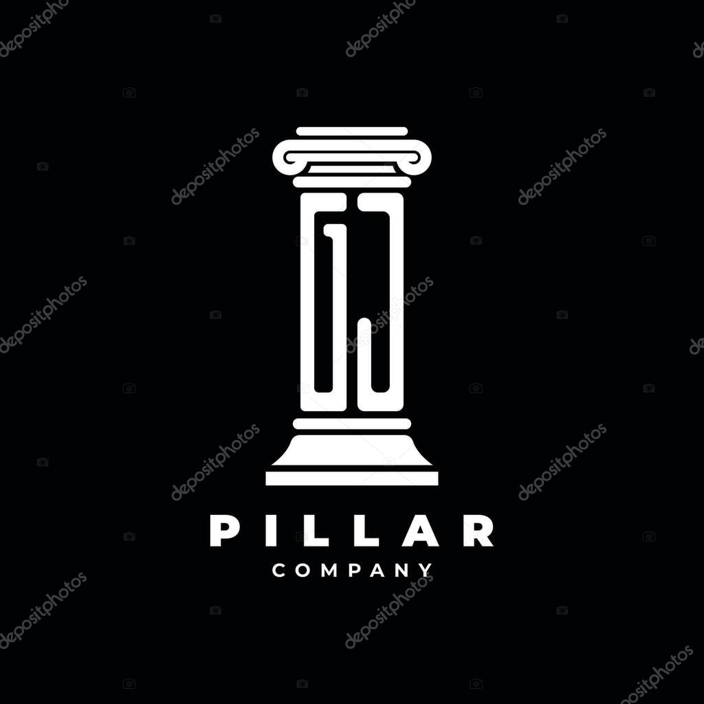 GJ Monogram Logo Letter Pillars shape lawyer style vector, law firm company isolated in black background