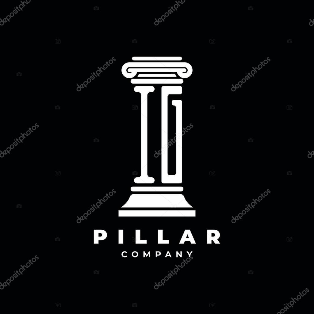 IG Monogram Logo Letter Pillars shape lawyer style vector, law firm company isolated in black background
