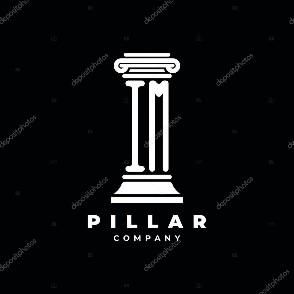 IM Monogram Logo Letter Pillars shape lawyer style vector, law firm company isolated in black background