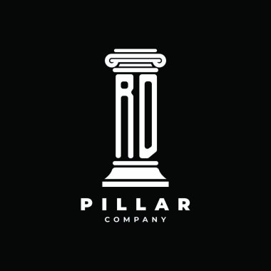RD Monogram Logo Mektup Sütunları avukat tarzı vektör, hukuk firması siyah arka planda izole edilmiş