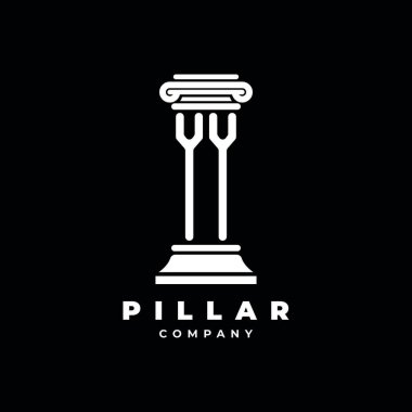 YY Monogram Logo Mektup Sütunları avukat tarzı vektör, hukuk firması siyah arka planda izole edilmiş