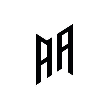 AA Monogram geometrik şekil şablonu. Monogram ilk tasarım vektörü beyaz arkaplanda izole edildi