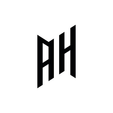 Uh Monogram geometrik şekil şablonu. Monogram ilk tasarım vektörü beyaz arkaplanda izole edildi