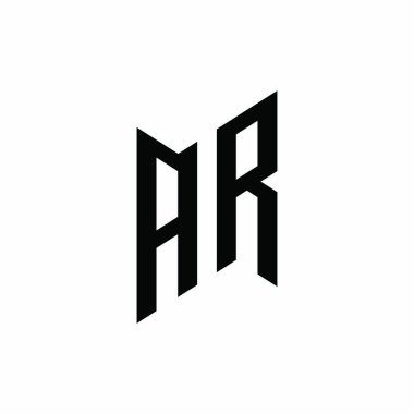AR Monogram geometrik şekil şablonu. Monogram ilk tasarım vektörü beyaz arkaplanda izole edildi