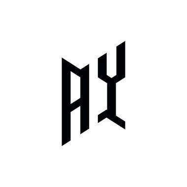 AY Monogram geometrik şekil şablonu. Monogram ilk tasarım vektörü beyaz arkaplanda izole edildi