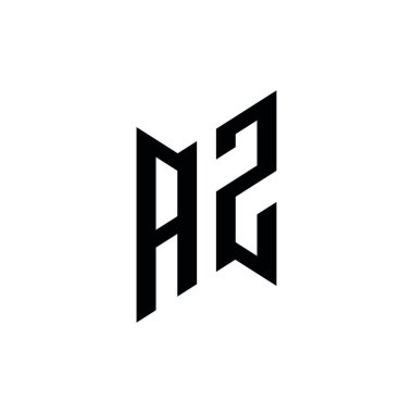 AZ Monogram geometrik şekil şablonu. Monogram ilk tasarım vektörü beyaz arkaplanda izole edildi