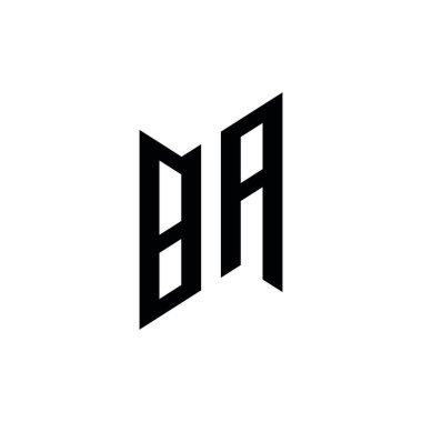 BA monogram geometrik şekil şablonu. Monogram ilk tasarım vektörü beyaz arkaplanda izole edildi