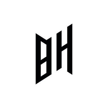 BH Monogram geometrik şekil şablonu. Monogram ilk tasarım vektörü beyaz arkaplanda izole edildi