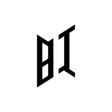 BI Monogram geometrik şekil şablonu. Monogram ilk tasarım vektörü beyaz arkaplanda izole edildi