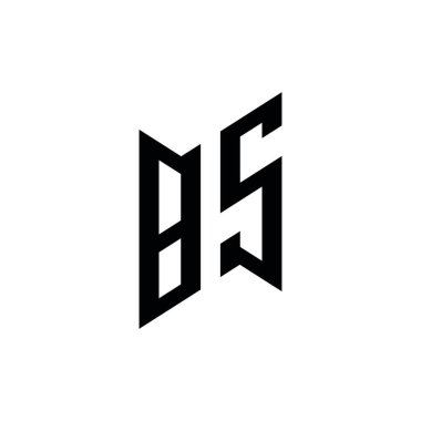 BS Monogram geometrik şekil şablonu. Monogram ilk tasarım vektörü beyaz arkaplanda izole edildi