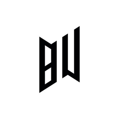 BU Monogram geometrik şekil şablonu. Monogram ilk tasarım vektörü beyaz arkaplanda izole edildi
