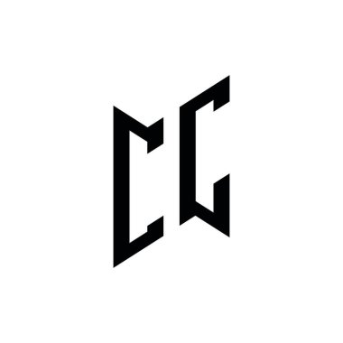 CC Monogram geometrik biçim şablonu. Monogram ilk tasarım vektörü beyaz arkaplanda izole edildi