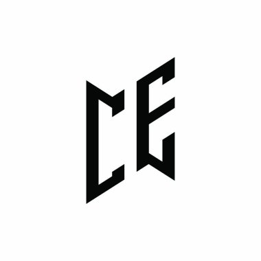 CE monogram geometrik biçim şablonu. Monogram ilk tasarım vektörü beyaz arkaplanda izole edildi