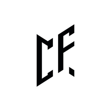CF Monogram geometrik şekil şablonu. Monogram ilk tasarım vektörü beyaz arkaplanda izole edildi