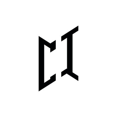 CI Monogram geometrik şekil şablonu. Monogram ilk tasarım vektörü beyaz arkaplanda izole edildi