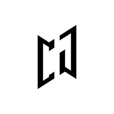 CJ Monogram geometrik şekil şablonu. Monogram ilk tasarım vektörü beyaz arkaplanda izole edildi