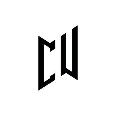 CU Monogram geometrik biçim şablonu. Monogram ilk tasarım vektörü beyaz arkaplanda izole edildi