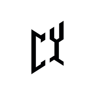 CY Monogram geometrik şekil şablonu. Monogram ilk tasarım vektörü beyaz arkaplanda izole edildi