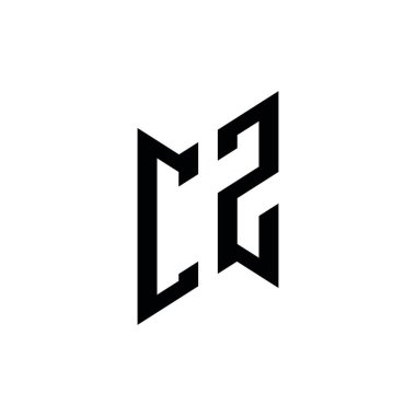 CZ Monogram geometrik şekil şablonu. Monogram ilk tasarım vektörü beyaz arkaplanda izole edildi