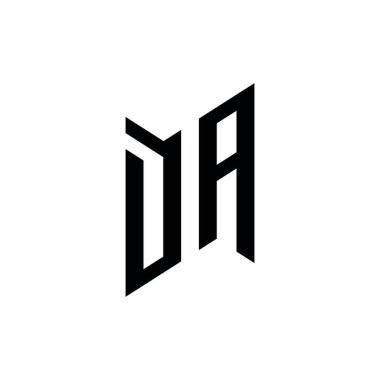 DA Monogram geometrik biçim şablonu. Monogram ilk tasarım vektörü beyaz arkaplanda izole edildi