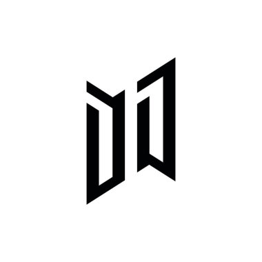 DD Monogram geometrik biçim şablonu. Monogram ilk tasarım vektörü beyaz arkaplanda izole edildi