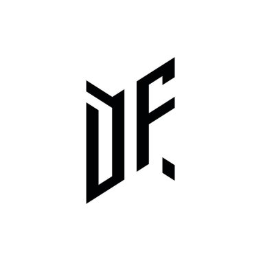 DF Monogram geometrik şekil şablonu. Monogram ilk tasarım vektörü beyaz arkaplanda izole edildi