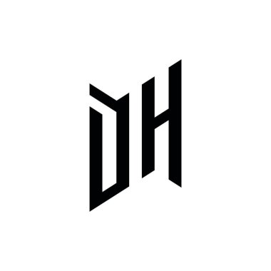 DH Monogram geometrik şekil şablonu. Monogram ilk tasarım vektörü beyaz arkaplanda izole edildi