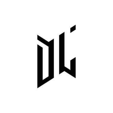 DL Monogram geometrik şekil şablonu. Monogram ilk tasarım vektörü beyaz arkaplanda izole edildi