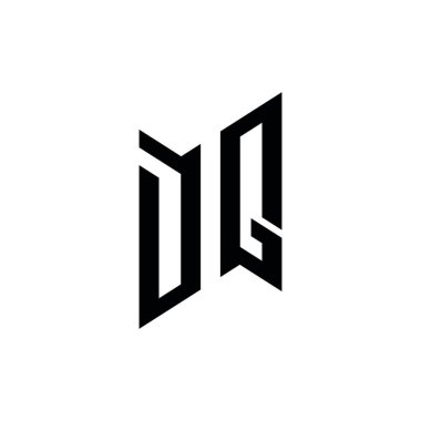 DQ Monogram geometrik şekil şablonu. Monogram ilk tasarım vektörü beyaz arkaplanda izole edildi