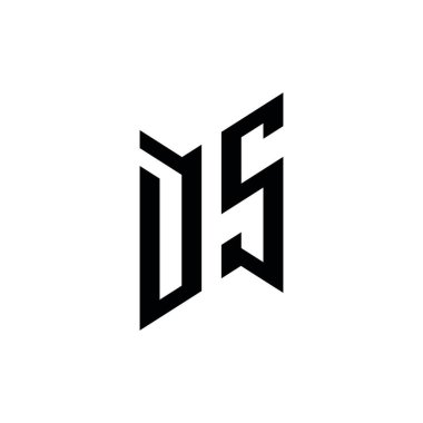 DS Monogram geometrik şekil şablonu. Monogram ilk tasarım vektörü beyaz arkaplanda izole edildi