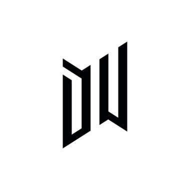 DU Monogram geometrik şekil şablonu. Monogram ilk tasarım vektörü beyaz arkaplanda izole edildi