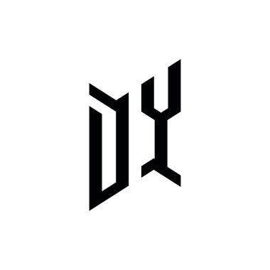 DY Monogram geometrik şekil şablonu. Monogram ilk tasarım vektörü beyaz arkaplanda izole edildi