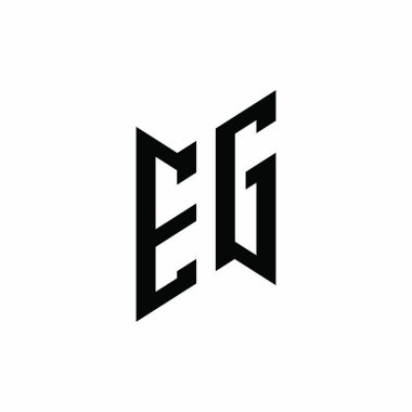 EG Monogram geometrik şekil şablonu. Monogram ilk tasarım vektörü beyaz arkaplanda izole edildi