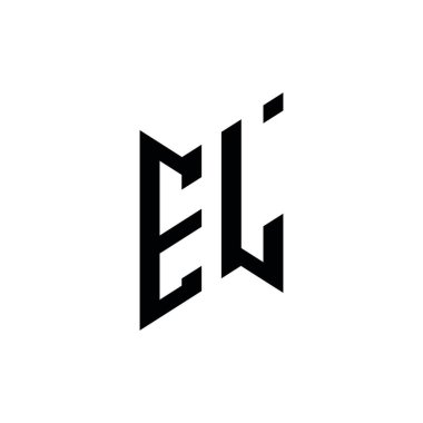 EL Monogram geometrik şekil şablonu. Monogram ilk tasarım vektörü beyaz arkaplanda izole edildi