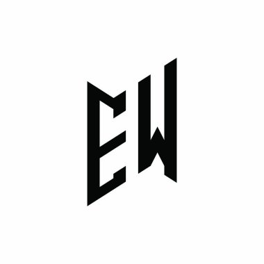 EW Monogram geometrik şekil şablonu. Monogram ilk tasarım vektörü beyaz arkaplanda izole edildi