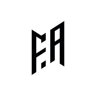 FA Monogram geometrik şekil şablonu. Monogram ilk tasarım vektörü beyaz arkaplanda izole edildi