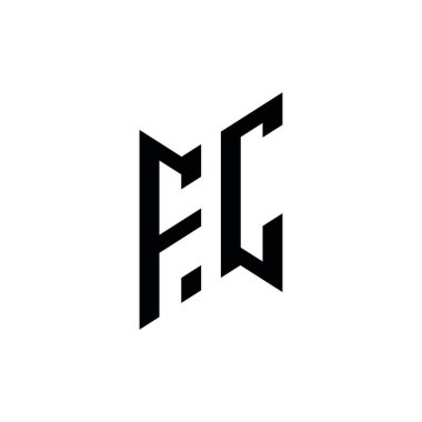 FC Monogram geometrik biçim şablonu. Monogram ilk tasarım vektörü beyaz arkaplanda izole edildi