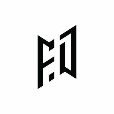 FD Monogram geometrik şekil şablonu. Monogram ilk tasarım vektörü beyaz arkaplanda izole edildi