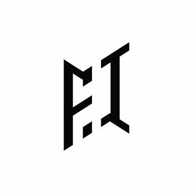 FI Monogram geometrik şekil şablonu. Monogram ilk tasarım vektörü beyaz arkaplanda izole edildi