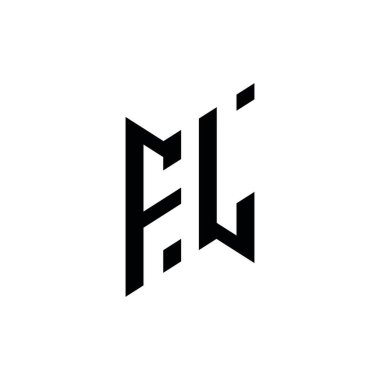 FL Monogram geometrik biçim şablonu. Monogram ilk tasarım vektörü beyaz arkaplanda izole edildi