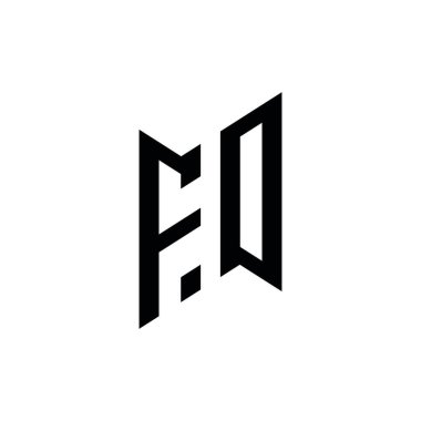 Fo Monogram geometrik şekil şablonu. Monogram ilk tasarım vektörü beyaz arkaplanda izole edildi
