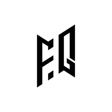 FQ Monogram geometrik biçim şablonu. Monogram ilk tasarım vektörü beyaz arkaplanda izole edildi