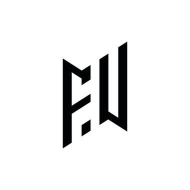 FU Monogram geometrik şekil şablonu. Monogram ilk tasarım vektörü beyaz arkaplanda izole edildi