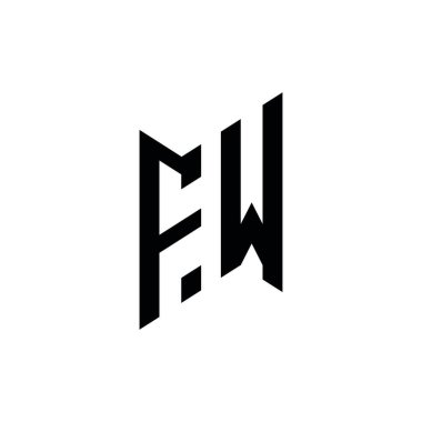 FW Monogram geometrik biçim şablonu. Monogram ilk tasarım vektörü beyaz arkaplanda izole edildi