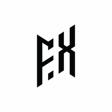 FX Monogram geometrik biçim şablonu. Monogram ilk tasarım vektörü beyaz arkaplanda izole edildi