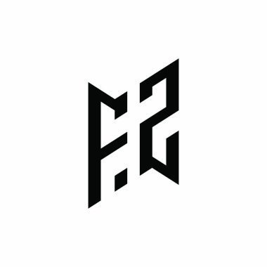 FZ Monogram geometrik şekil şablonu. Monogram ilk tasarım vektörü beyaz arkaplanda izole edildi